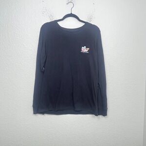 Vineyard Vines T-Shirt Womens‎ Large Black Graphic Print Knit Cotton Round Neck